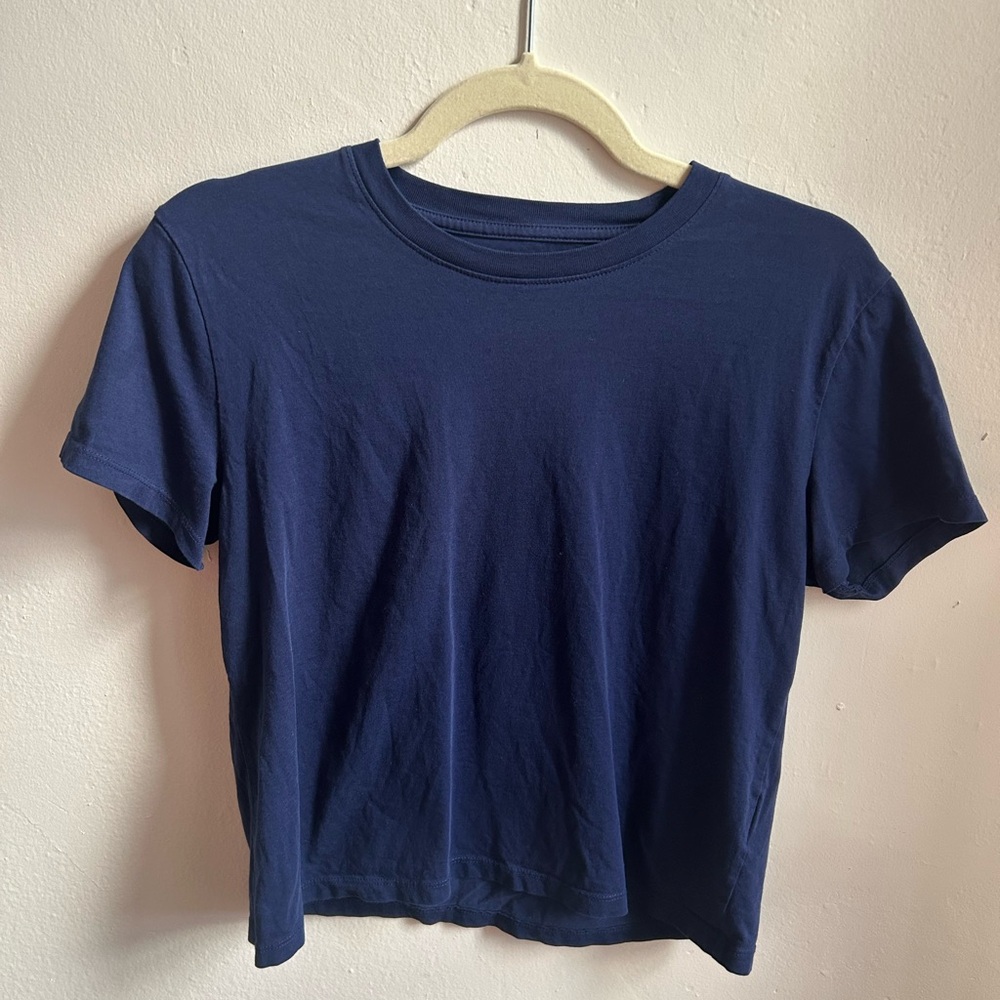 Everlane Organic Cotton Boxy Navy Blue Women's T Shirt Small